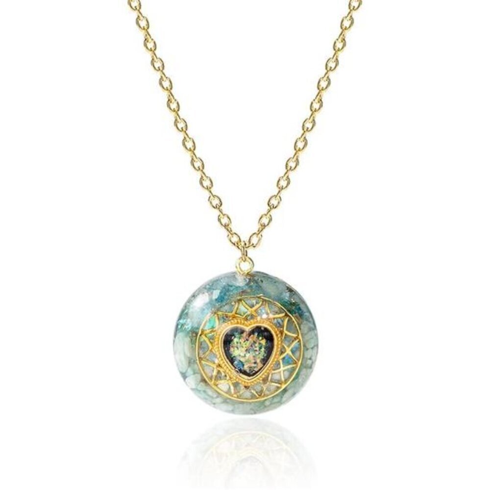 Orgone Heart Necklace Healing Crystal Energy Necklace Reiki Gemstone Jewelry Wom